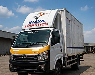 Tata box truck in profile