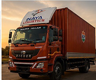 Eicher truck at golden hour